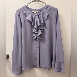 LOFT Women's Lavender Ruffle Blouse - Sz Large
